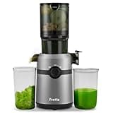 Cold Press Juicer Machines,Fretta Slow Masticating Juicer Machines with 4.25" Large Feed Chute,Fit Whole Fruits & Vegetables Easy Clean Self Feeding,High Juice Yield,BPA Free (Grey)