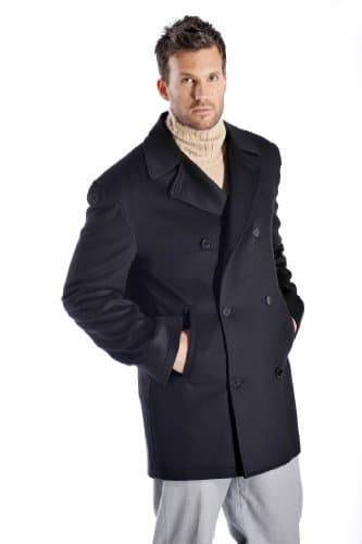 Cashmere Boutique 30% Cashmere and 70% Fine Wool Pea Coats for Men – Double Breasted, Soft and Warm