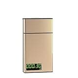 Cigarette Case with a Time Lock - Electronic Timed Lock Box Cigarette Dispenser with LCD Display for 84mm/3.3in King Size (Short) - Portable Quit Smoking Aid (Gold)