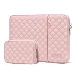 MOSISO Laptop Case 13.3 inch, 13-14 inch Laptop Sleeve Bag Compatible with MacBook Air/Pro 13 / Pro 14, HP Dell ASUS Notebook, Square Quilted Vertical Computer Bag with Pocket&Small Case, Chalk Pink