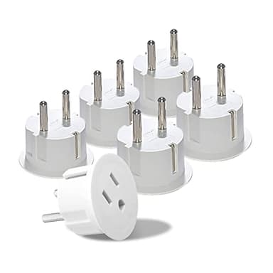 OREI Pack 6 European Travel Plug Adapter - USA, Canada, Mexico to European Type E/F Plug Adapters - Schuko Adapter CE Certified Heavy Duty - Perfect for Travelling with Cell Phones, Laptops & More