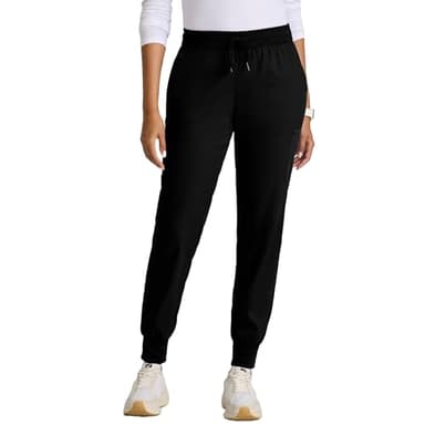 BARCO Grey’s Anatomy Classic Finley Scrub Jogger for Women – Black, 6-Pocket Mid-Rise Pants with Natural Stretch, Super Soft Touch, Soil Release Fabric Finish – Medium, Petite Fit