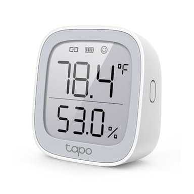 Tapo Smart Temperature and Humidity Monitor, 2.7" E-Ink Display, Swiss-Made Sensor, Real-Time Notification, Visual Graphics, Hub Required, White (T315)