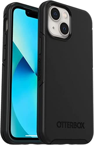 OtterBox iPhone 13 Symmetry Series+ Case - Black, Ultra-Sleek, Snaps to MagSafe, Raised Edges Protect Camera & Screen