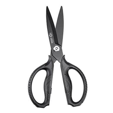 MITSUMOTO SAKARI Japanese Kitchen Scissors, All Purpose, Black Titanium Plated Heavy Duty, Multipurpose Cooking and Herb Scissors with Micro Serrated Edge