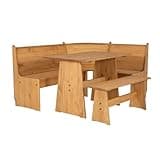 Riverbay Furniture Transitional Wood Corner Dining Nook Set with Hidden Storage, for Kitchen/Dining Room/Temporary Work Space, in Natural Finish