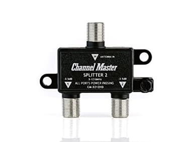 Channel Master Splitter 2 | 2-Way Splitter Distributes Digital HDTV Antenna Signal to 2 TVs, One Input and Two Outputs, Power Passing for Preamplifiers and Boosters, Low-Loss Design, Indoor/Outdoor