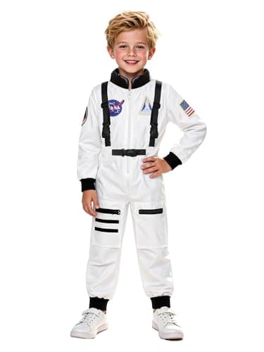 Dormstop Astronaut Costume for Kid Boy Space Jumpsuit Space Outfit Pretend Dress up 3-12Years