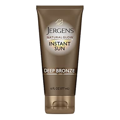 Jergens Natural Glow Instant Sun Tanning Moisturizer + Bronzer, Lightweight Sunless Tanning for Natural-Looking Color, Deep Bronze, 6 Oz