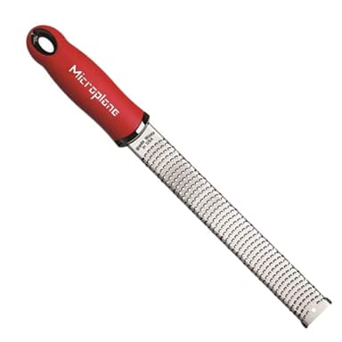 Microplane Classic Red Zester Grater, Stainless Steel - Citrus Zesting & Cheese Grating, Dishwasher Safe, Made in USA, Model Name: Microplane