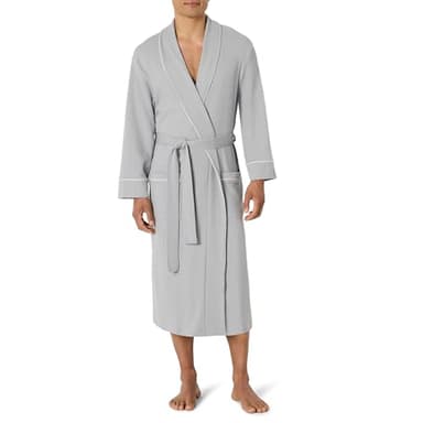 Amazon Essentials Men's Lightweight Waffle Bathrobe (Available in Big & Tall), Light Grey, X-Large-XX-Large