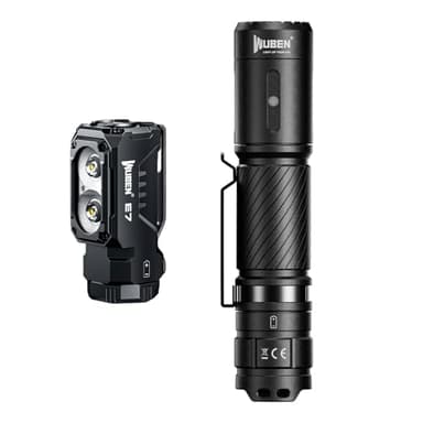 WUBEN E7 1800 Lumen Rechargeable Mini Flashlight with Magnet Bundle C3 Flashlight 1200 High Lumens Rechargeable Flashlights 6 Modes Super Bright IP68 LED Tactical Flashlight