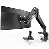 Heavy Duty Monitor Arm for Ultrawide Screens up to 49 inch and 39.6lbs, Premium Aluminum Single Desk Mount Stand with Gas Spring, VESA 75x75/100x100
