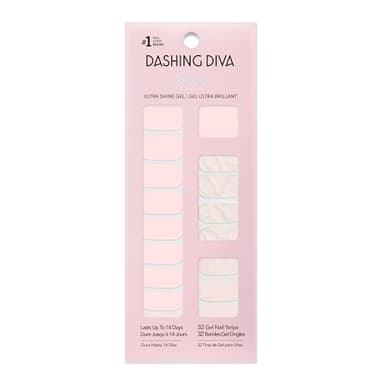 Dashing Diva Gloss Nail Strips - Handle with Care - UV Free, Chip Resistant, Long Lasting Gel Stickers - Contains 32 Wraps, 1 Prep Pad, 1 File