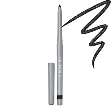 Sandstone Scandinavia Hypoallergenic Waterproof Metallic Eyeliner Pencil – Black – Fragrance-Free, Vegan – Smudge-Proof Eye Liner for Sensitive Eyes