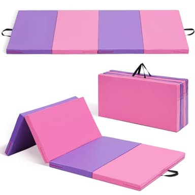 ZENOVA Gymnastics Mat 3'x6'x2' Exercise Mat Gym Mat for Home Aerobics Workout Foldable Tumbling Mat Children Gifts