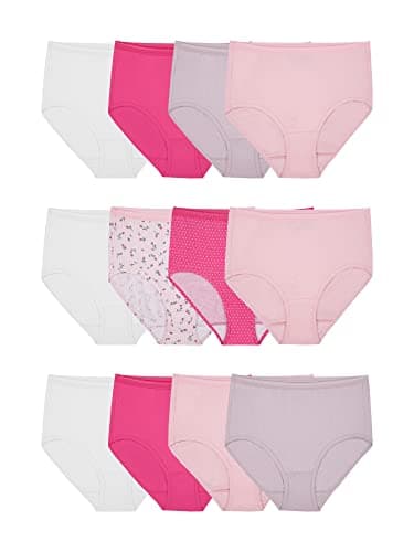 Fruit of the Loom womens Tag Free Cotton Panties (Regular & Plus Size) Briefs, Brief - 12 Pack Assorted Colors, 7 US