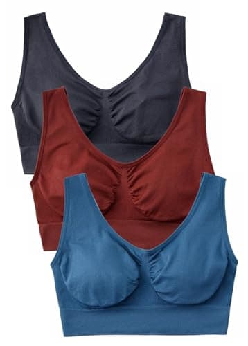 Hiking Gril Women's Comfort Wirefree Bralette Unpadded Sleep Yoga Bra 3pk XL