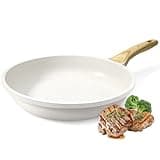 GiPP Nonstick Frying Pan Skillet - 9.5" White Granite Non Stick Fry Pans, Omelette Pan Healthy Stone Cookware Compatible with All Stovetops, PFOA Free
