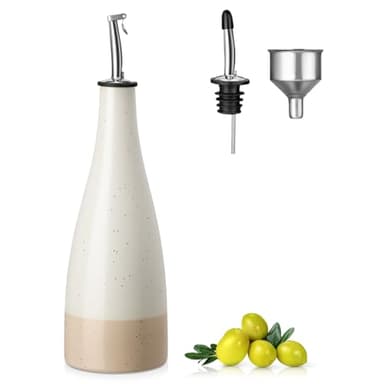 vancasso 16 Oz Ceramic Olive Oil Dispenser Bottle, Bottle Dispenser with Spout and Funnel for Kitchen,Suitable for Oil, Vinegar, Coffee Syrups & Other Liquids，Cream