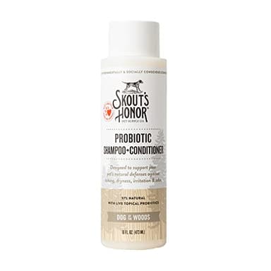 Skout’s Honor Probiotic Natural Dog Shampoo and Conditioner with Avocado Oil & Omega-3s, Gentle Puppy Shampoo, Hydrating Dog Conditioner, 97% Natural, Paraben & Sulfate-Free, Cruelty-Free, 16 oz