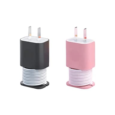 365Home 2 in 1 Silicone Charger Protector with Cord Wrap, iPhone Silicone Power Adapter Case, Snapback Charger Winder, Compatible with 18W/20W (2P-BP)
