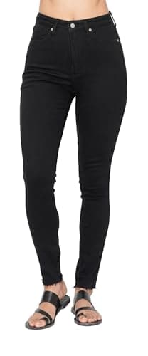 Judy Blue Women's High Waist Tummy Control Shield Pockets Skinny Jeans (Black, 15)