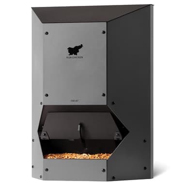 RUN-CHICKEN Feeder (Gray) Automatic Chicken Feeder, Battery Operated, Programmable Safety Hatch with Timer,19.8 lbs Feed Supply, Pest Proof, Chicken Coop Accessories, Model F80