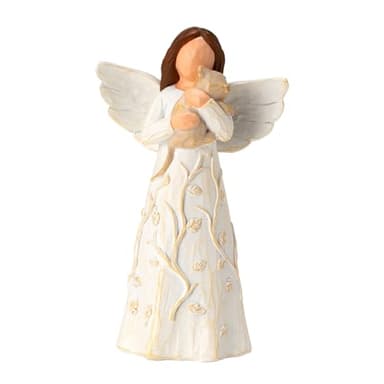 Hand-Painted Resin Angel Holding Cat Memorial Figurine - 5.8-Inch Sympathy Gift for Pet Loss, Comforting Remembrance Keepsake for Cat Lovers & Cat Moms, Healing Tribute to Cherished Companions