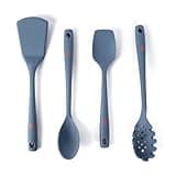 HONED Silicone Kitchen Utensils | 4-Piece | Premium 100% Silicone & Stainless Steel Cooking Utensils | Spoon, Turner, Pasta Ladle, Spoonula | High Heat Resistant Non-Stick | Dishwasher Safe & BPA-free