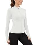 Loovoo Athletic Jackets Women Clothing Bbl Define Workout Running Jacket Full Zip Slim Fit Lightweight Tops with Thumb Holes