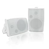 Herdio 400W 6.5 Inch Passive Outdoor Speakers Wired Waterproof,2 Way Wall Mounted Speakers with Powerful Bass for Patio Home Indoor Poolside Deck Backyard (Pair,White)