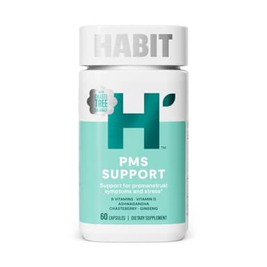 Habit PMS Support Supplement for Women (60 Capsules) - Supports Premenstrual Symptoms & Stress, Hormone Balance, Mood, B Vitamins, Vitamin D, Chasteberry, Ashwagandha, Gluten-Free, Non-GMO (1 Pack)
