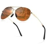 Cyxus Aviator Sunglasses for Men Polarized UV400 Protection Military Pilot Sunglasses Trendy for Driving Hiking（1489W06 Brown）