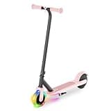 Hiboy ES1 Electric Scooter for Kids Ages 4-8, LED Light-Up Wheels & Side Lights, 5MPH Safe Speed, 6 Miles Range, Easy Kick-Start, Scratch-Proof Curved Edges - Safety E Scooter, UL 2272 Certificate