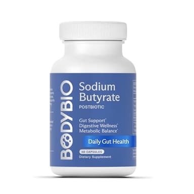 BodyBio Butyrate - Postbiotic for Gut Health, Digestive Support, Bloat, Gas & Constipation Relief, Leaky Gut Repair - Sodium + Butyric Acid Supplement for GI Wellness
