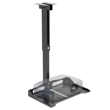 WALI Projector Ceiling Mount Tray，Projector Wall Mount Holds up to 22lbs, Height Adjustable Universal Projectors Mount, No Hole Installation, Hidden Cable Routing, Black(PM-005-B)