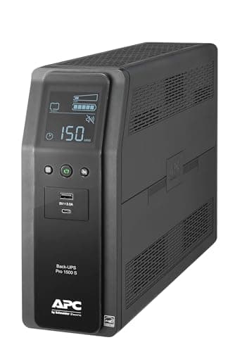 APC UPS Back-UPS Pro 1500VA Sinewave UPS, 900W Battery Backup & Surge Protector, AVR, 10 Outlets, LCD, USB-C & USB-A Charging Ports, BR1500MS2 Uninterruptible Power Supply for Computers, Electronics