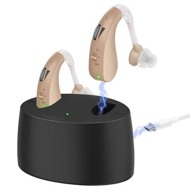 Rechargeable Hearing Aids for Seniors, with Noise Cancelling and Volume Control, Amplifier for Adults Hearing Loss, Portable Behind-the-Ear Aid