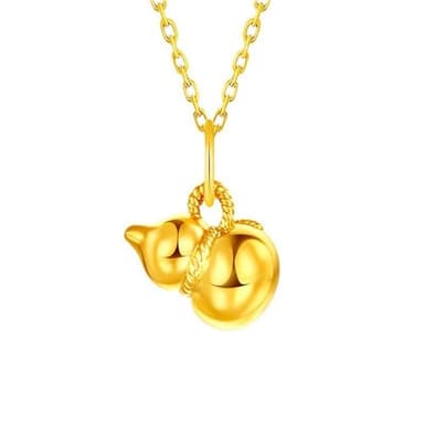 De Lapoll 24K Pure Gold Pendant 999 Gold Necklace Women's Engagement Anniversary Birthday Christmas Valentine's Day Gift for Women Wife Mother (24K Gourd)