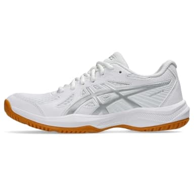 ASICS Women's Upcourt 6 Volleyball Shoes, 9.5, White/Pure Silver