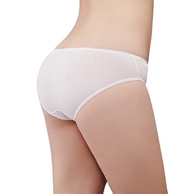 Husviuxin Women’s Disposable Underwear for Travel-Hospital Stays- 100% Cotton Panties White(10pk) (Medium 38-42 inch Hips)