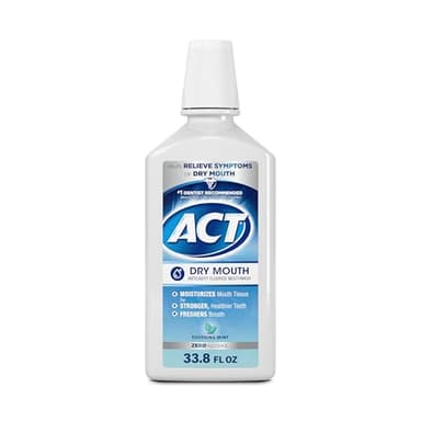 ACT Dry Mouth Anticavity Zero Alcohol Fluoride Mouthwash, Soothing Mint, 33.8 fl. oz.