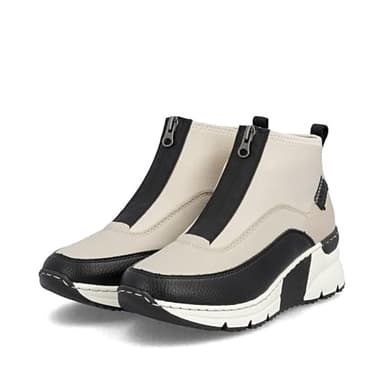 Rieker N6352 Kitty Women's Ankle Boot Zip Schwarz/Crema/Cliff/Perlcreme 9.5 M US