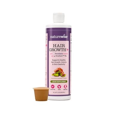 NatureWise Hair Growth Plus - Hair Growth Supplements Women & Men - With Clinically Tested AnaGain Nu + No Biotin - Sugar Free & Vegan - Pistachio Caramel Flavor - 15 Fl Oz [30 Day Supply]