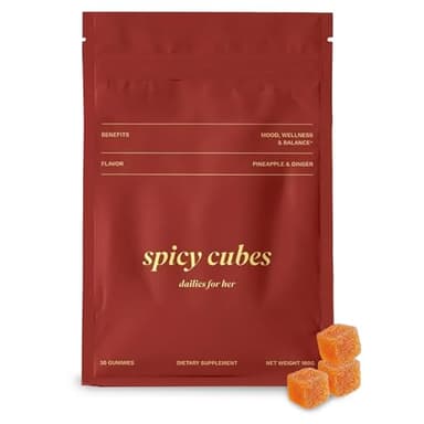 Spicy Cubes Dailies for Her – Feminine Balance Wellness Gummies with Saffron & Fenugreek – Natural Mood Support, Female Vitality & Energy – Tropical Pineapple Ginger Flavor, Plant-Based (30 Gummies)
