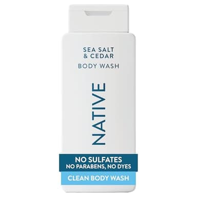 Native Body Wash Contains Naturally Derived Ingredients | For Women & Men, Sulfate, Paraben, & Dye Free Leaving Skin Soft and Hydrating | Sea Salt & Cedar 18 oz