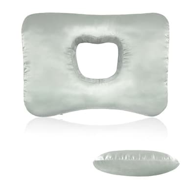 Yuibthr Ear Piercing Pillow for Side Sleepers with Ear-Shaped Hole for Ear Pain, Reversible Satin & Cotton Washable and Adjustable Ergonomic Ear Guard Protector for Side Sleeping