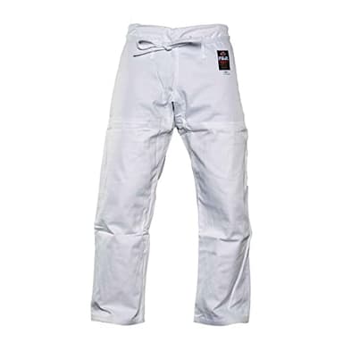 FUJI Sports Brazilian Jiu-Jitsu Gi Pants – Adult BJJ Pants, Flat Drawstring, Reinforced Cotton, For Training & Competition, White, Size, A4