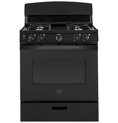GE 30-Inch Freestanding Gas Range with 4 Sealed Burners, Standard Clean Oven, Black